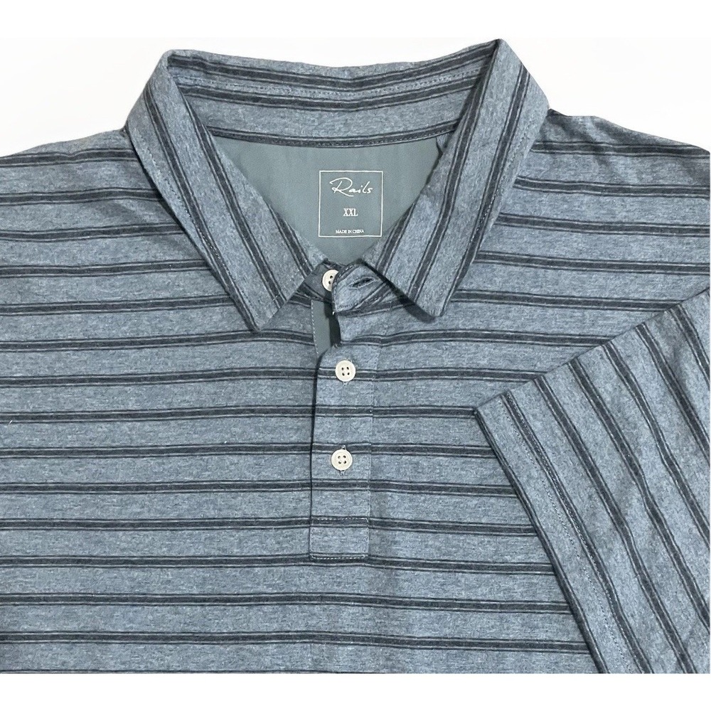 Rails Braxton Polo Shirt Men's XXL Slate Marine Heather Stripe Preppy Nautical
